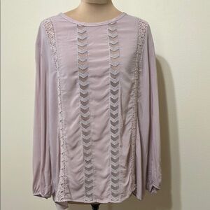 Sundance Pink Ruched‎ Long Sleeve Blouse